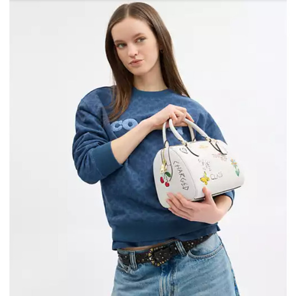 Coach Rowan Satchel Crossbody Bag With Sketch Print In Chalk Leather CAK19 NWT - Picture 6 of 13